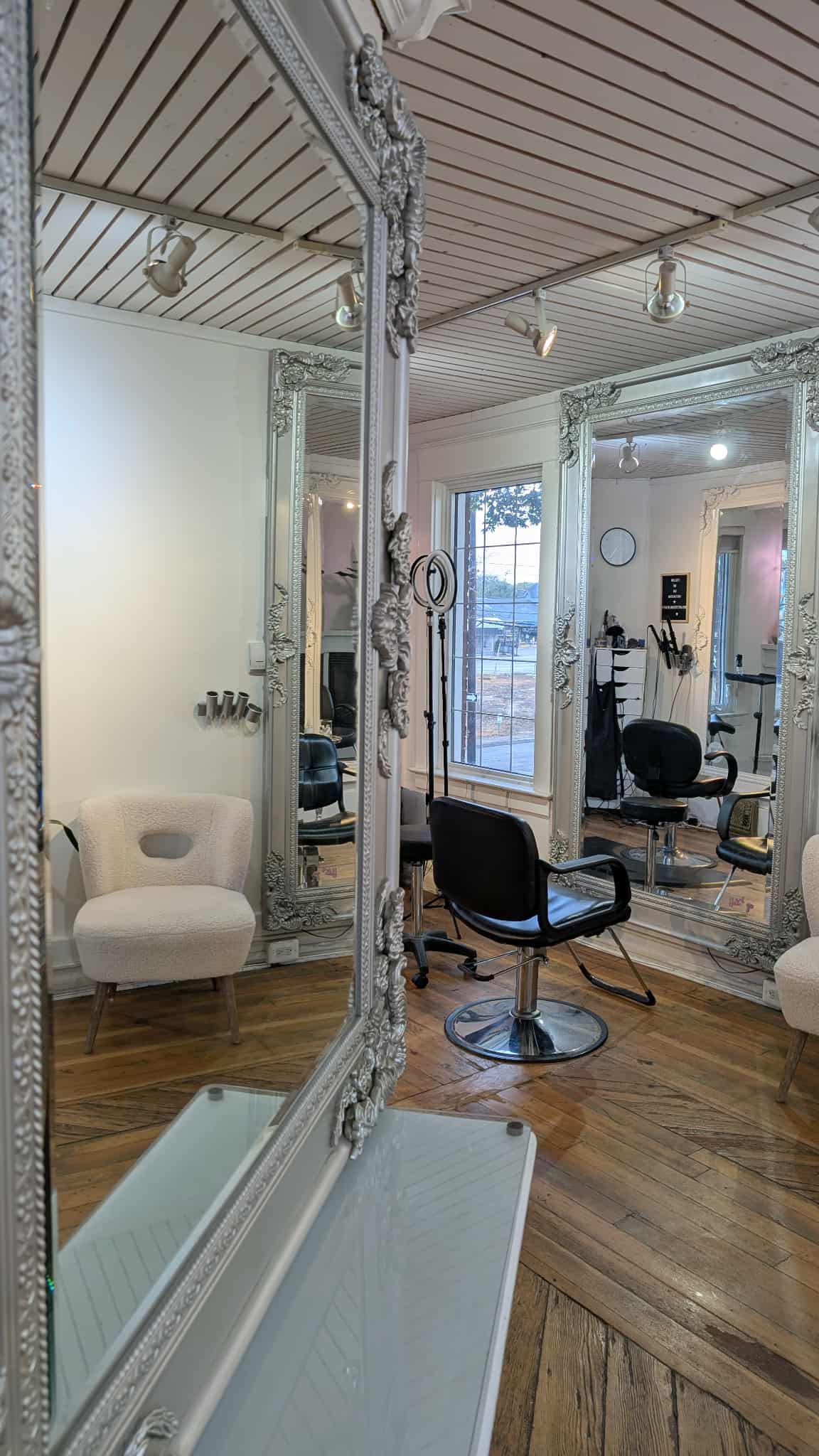 Mirrors on second floor studio of Fresh Collective